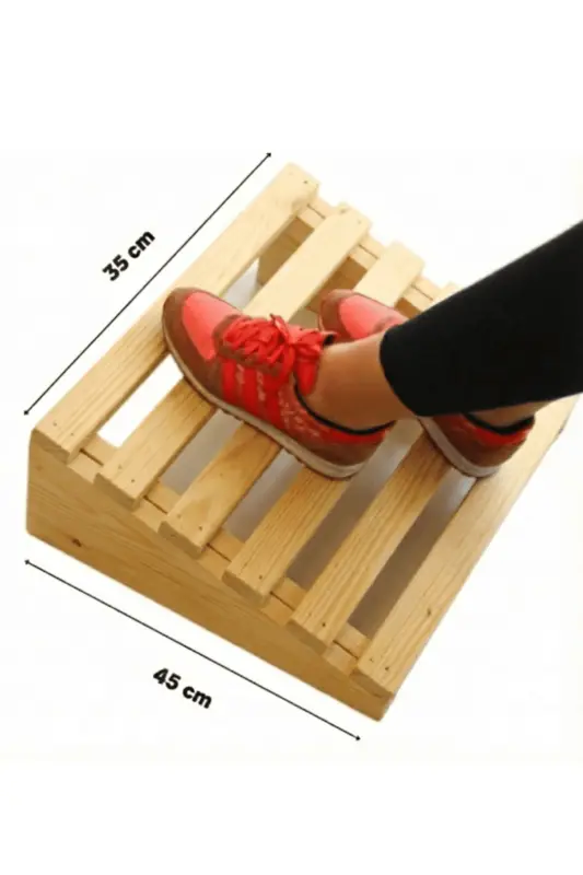 Doğal ahşap ergonomik masa altı ayak desteği 35x45 cm